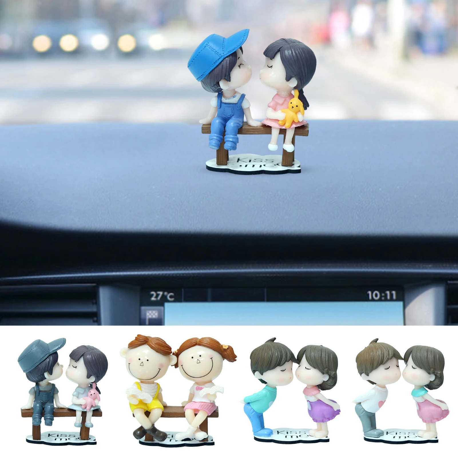 

Couple Cute Ornaments Auto Interior Decoration Cute Cartoon Couples Full of Alive Creative Cartoon Car Dashboard Decorations