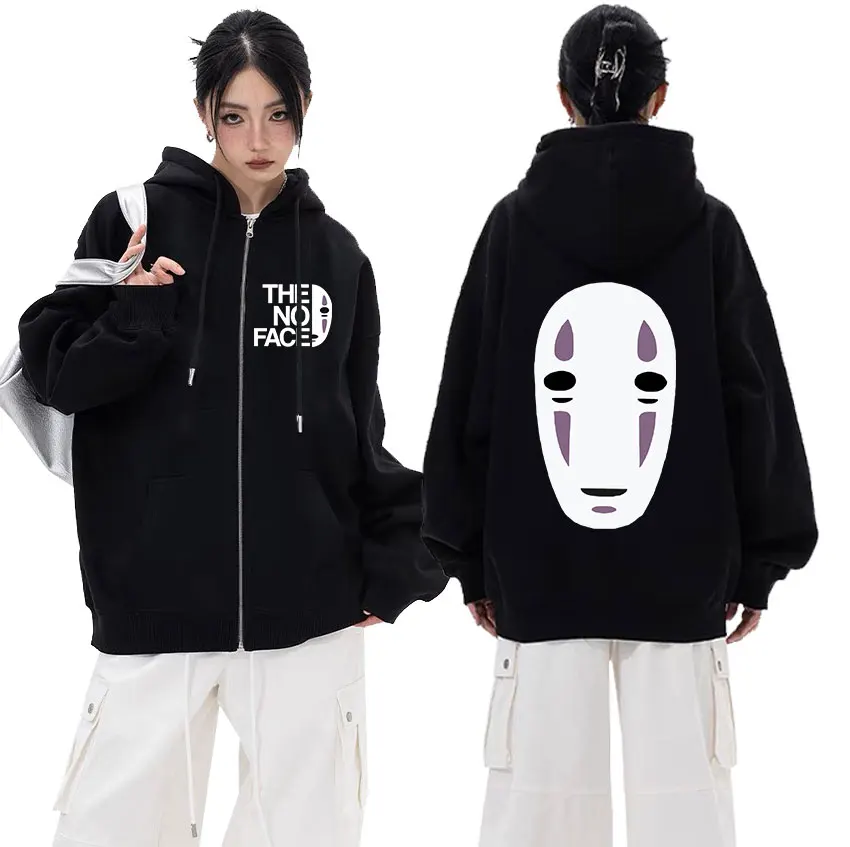 

Толстовка Мужская/женская оверсайз на молнии, свитшот с рисунком аниме «Унесенные призраками», с графическим принтом, пуловер на молнии, свободные пальто с капюшоном, в стиле Харадзюку