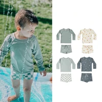 childrens clothes boy swimsuit suit long sleeved 2022 new kids sunscreen quick drying split swimming trunks suit