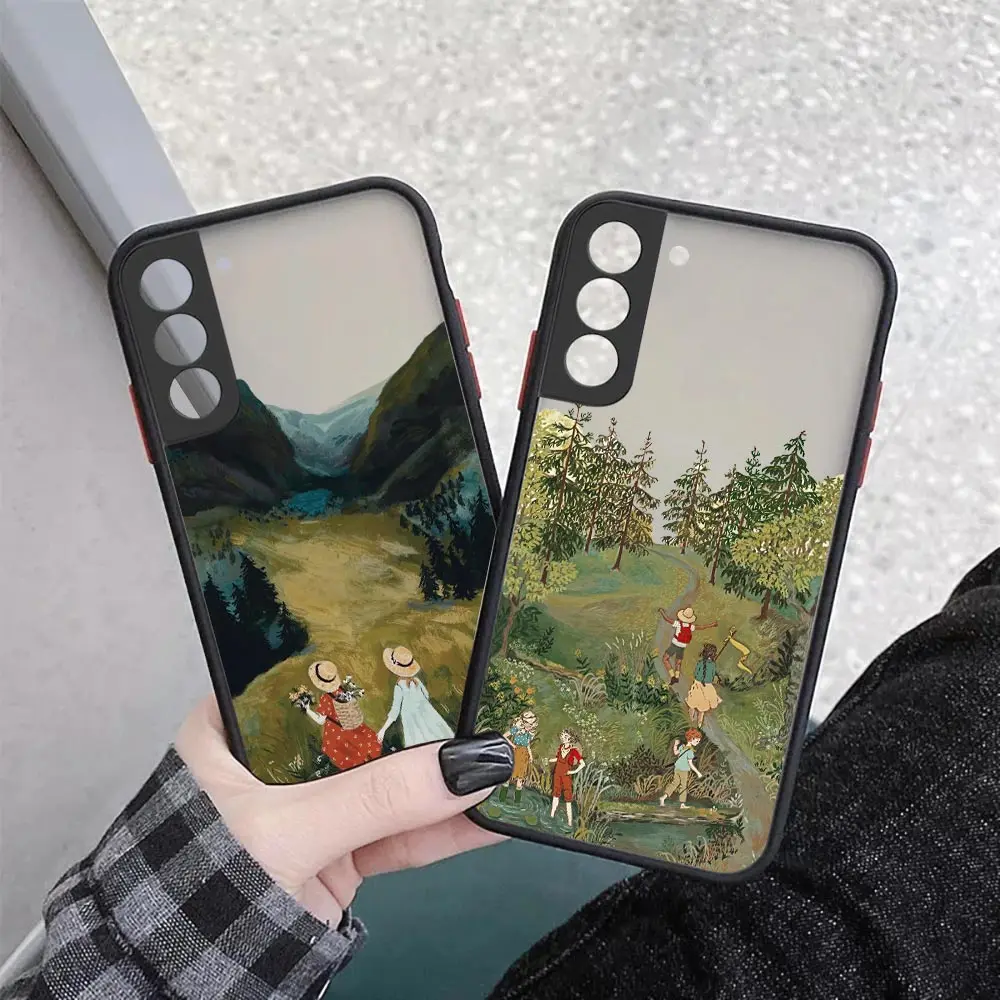 

Scenery Mountain Cute Girl Cartoon Coque Samsung S23 Ultra Case For Galaxy S20 S21 S22 S23 Ultra Fe 5G S10 Lite S9 S8 Plus Cover