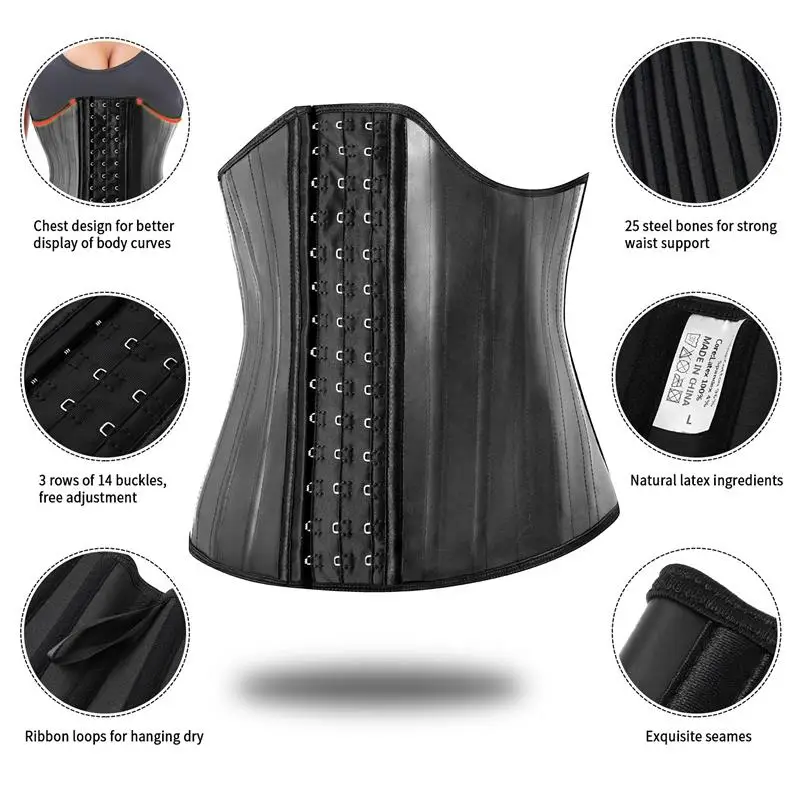Latex 25 Steel Bone Waist Trainer Belt Corset Firm Control Body Shaper Cincher Shapewear Underbust Hourglass Sports Girdle Fajas