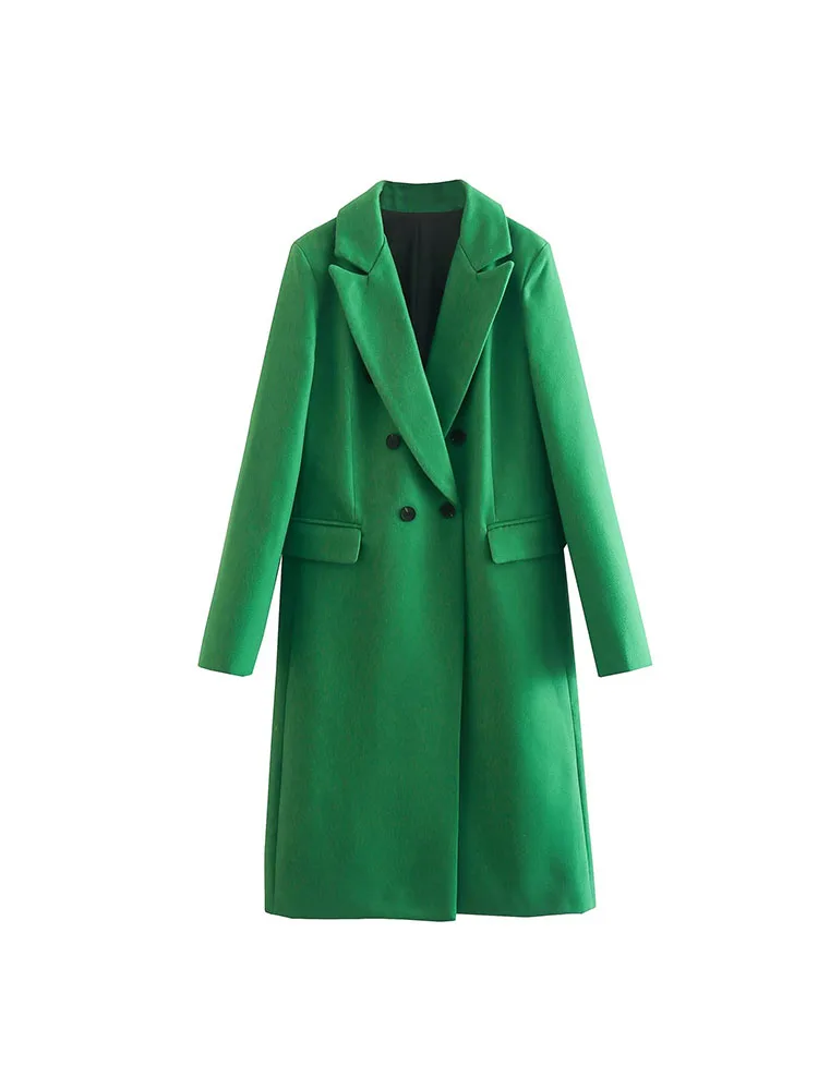 

BSK&ZA&TRF 8698744 Women 2022 New Fashion Woolen Neutral Wind Overcoat Coat Vintage Long Sleeve Female Outerwear Tops 8698/744