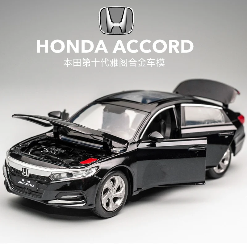 

Модель 1:32 Honda Accord, Модель литья под давлением, автомобиль со звуком и светом, детская игрушка, коллекционная игрушка для мальчика, подарок на ...