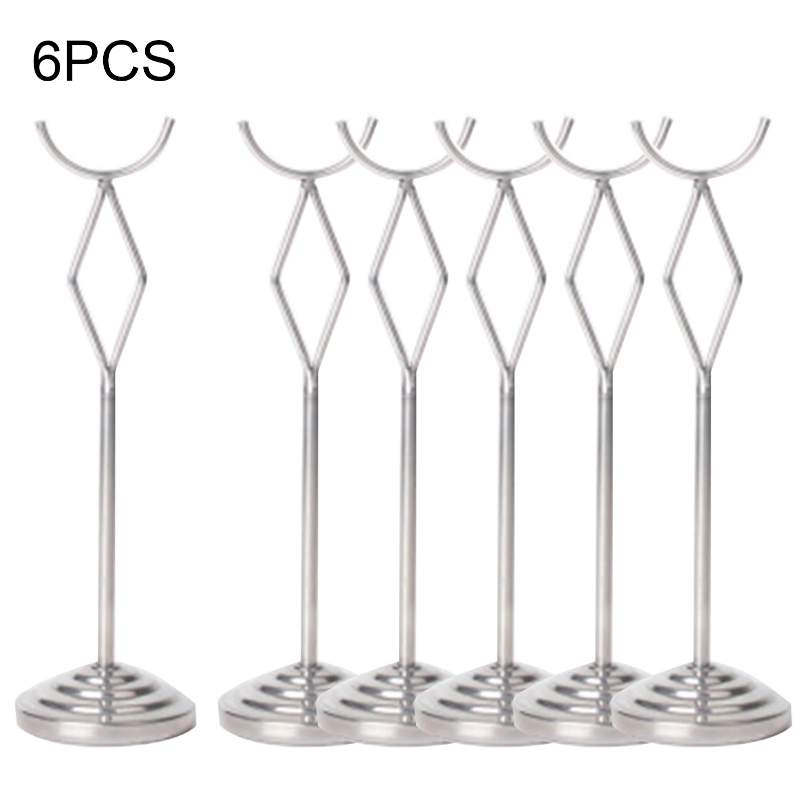

6pcs 8inch Restaurant Stainless Steel Birthday Centerpiece Banquet Party Place Card Holder Menu Silver For Photos Table Number