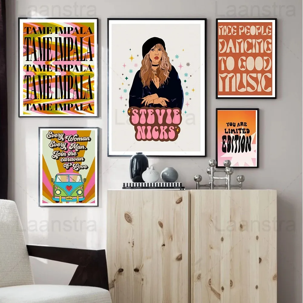 

Tame Impala Abstract Art Quote Poster Print Vintage Colorful Canvas Painting Retro Wall Pictures for Living Room Home Decor