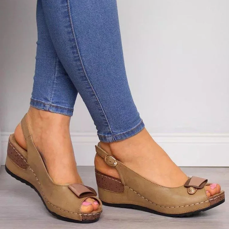 Women Sandals Pointed Toe Heeled Sandals For Summer Shoes Women Wedge Heels Platform Sandalias Mujer Summer Footwear Female 2023