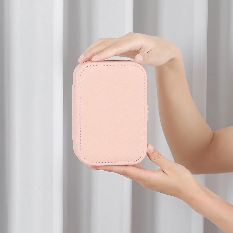 Portable Jewelry Box Large Capacity Ring Necklace Jewelry Storage Box Pu Leather Single-Layer Jewelry Storage Box Gift Box Women