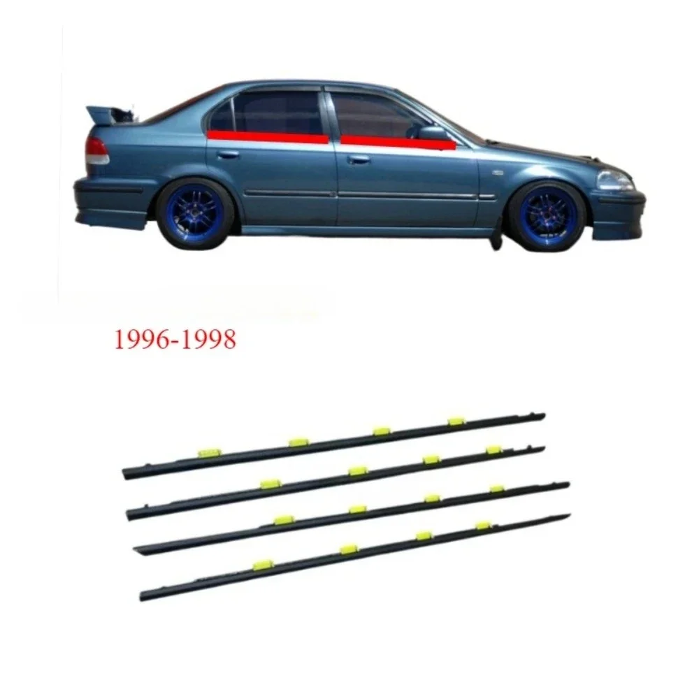 

Oversea, 4 шт., внешний молдинг, оконный дверной ремень для Honda Civic Sedan EK4 1996-1998 EK1 EK3 72450-S04-003, уплотнитель
