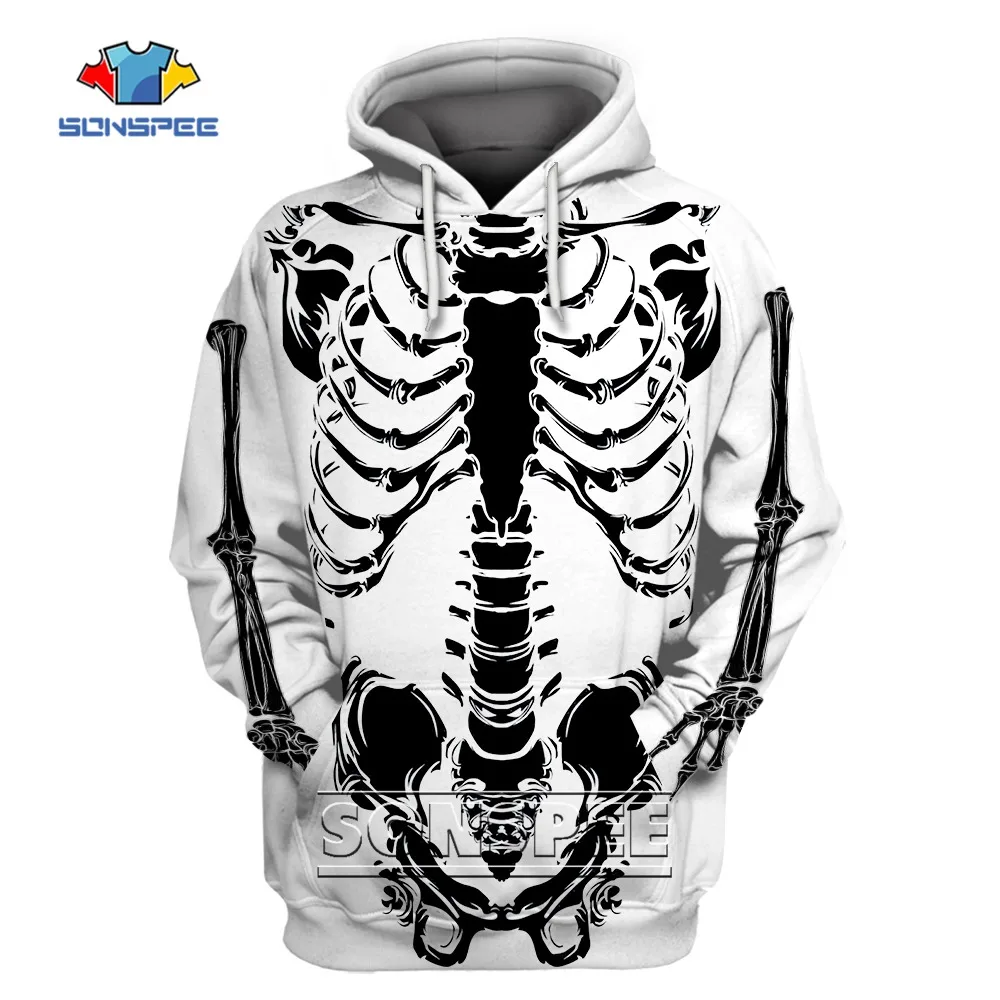 

SONSPEE Cool Body Skeleton Hoodie Amazing Design Custom Hooded Sweatshirt Harajuku Casual Loose Plus Size Long Sleeve Pullover