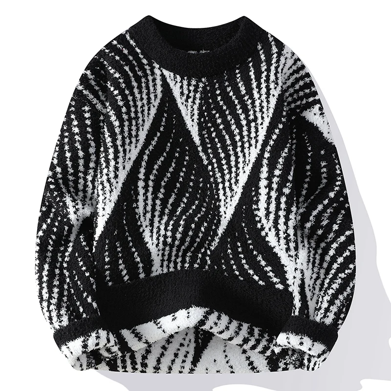 Мужские модные свитера в полоску 2024 осень/зима Свободная трикотажная одежда