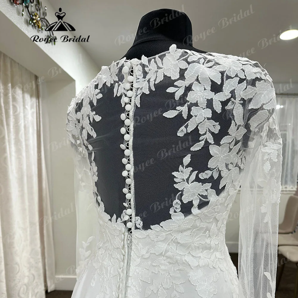 Женское свадебное платье с V-образным вырезом длинным рукавом