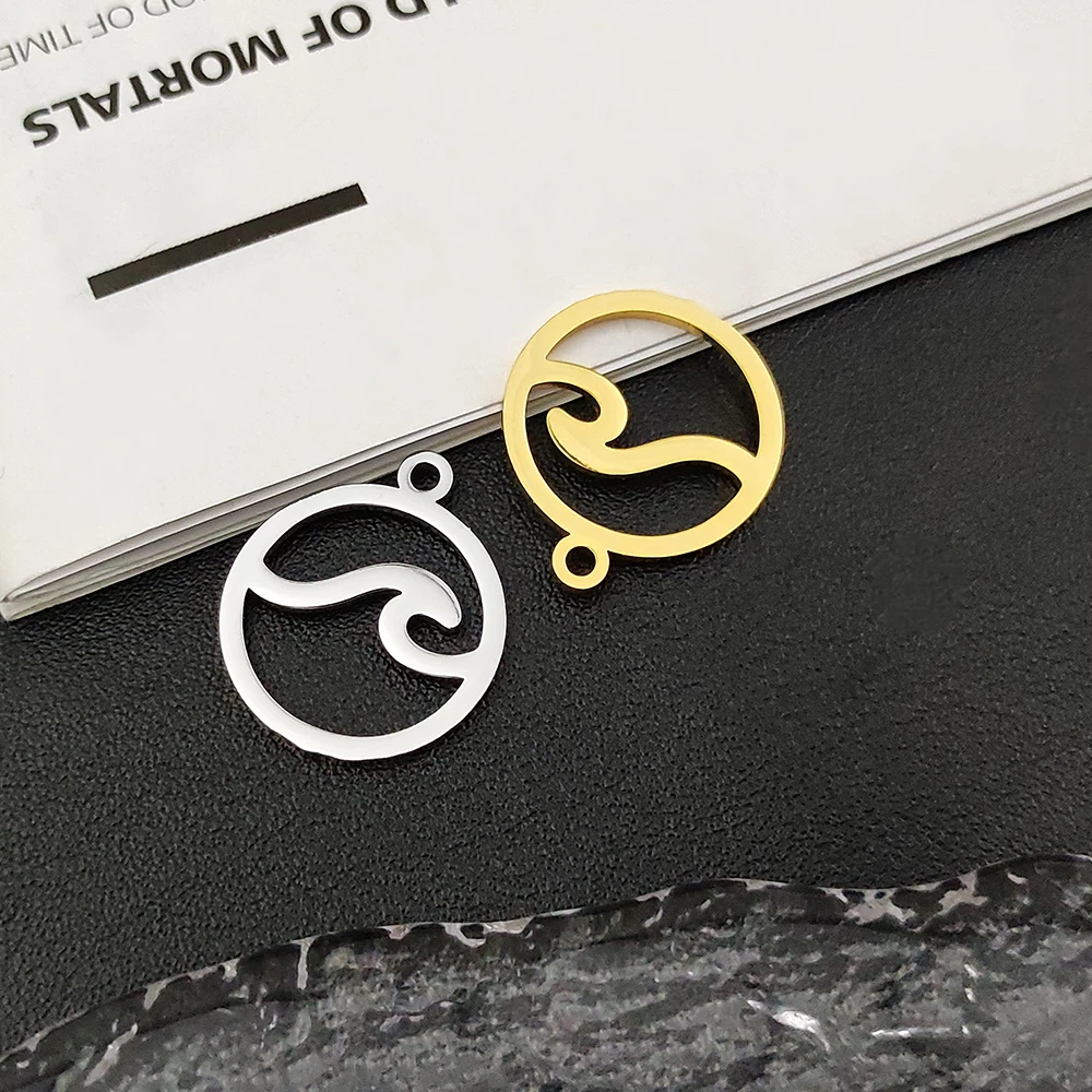 

100% Stainless Steel 5Pieces/Pack Personalized Wave Pattern Pendants Wholesale DIY Various Fashion Jewelry Preferred Accessories