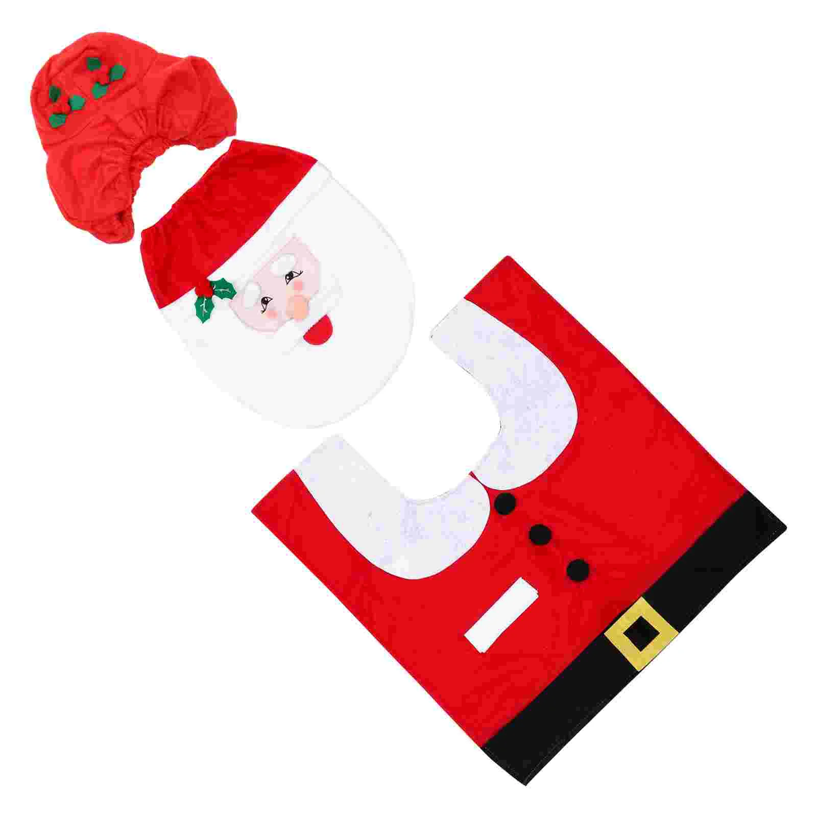 

Toilet Cover Christmas Bathroom Set Decor Santa Decorationsets Holiday Box Lid Rug Tank Paper Carpet Seaton The Ornament Snowman