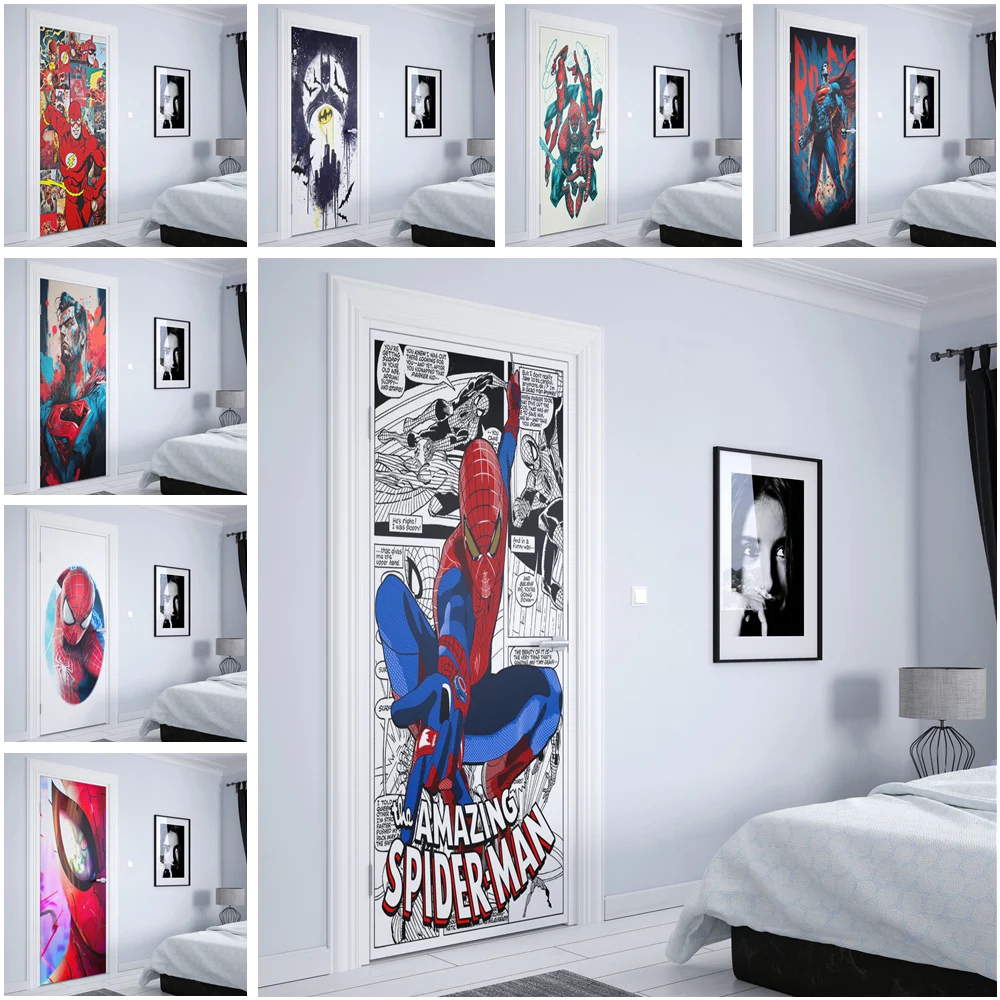 Marvel супергерой Капитан Америка Человек-паук дверная наклейка детская комната