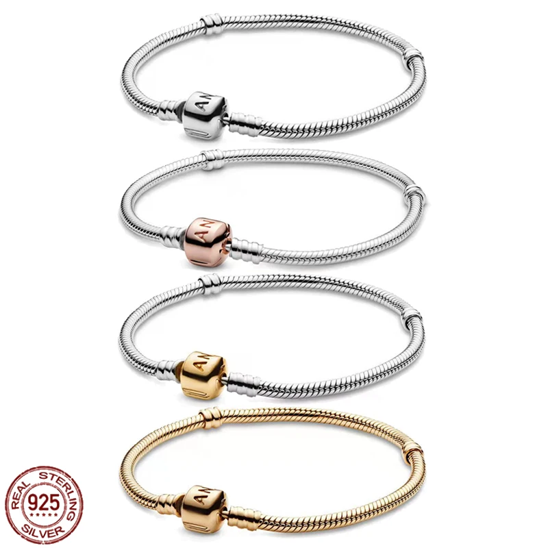 

High quality 925 sterling silver classic bucket clasp bracelet fit designing original charm beads DIY exquisite jewelry gifts