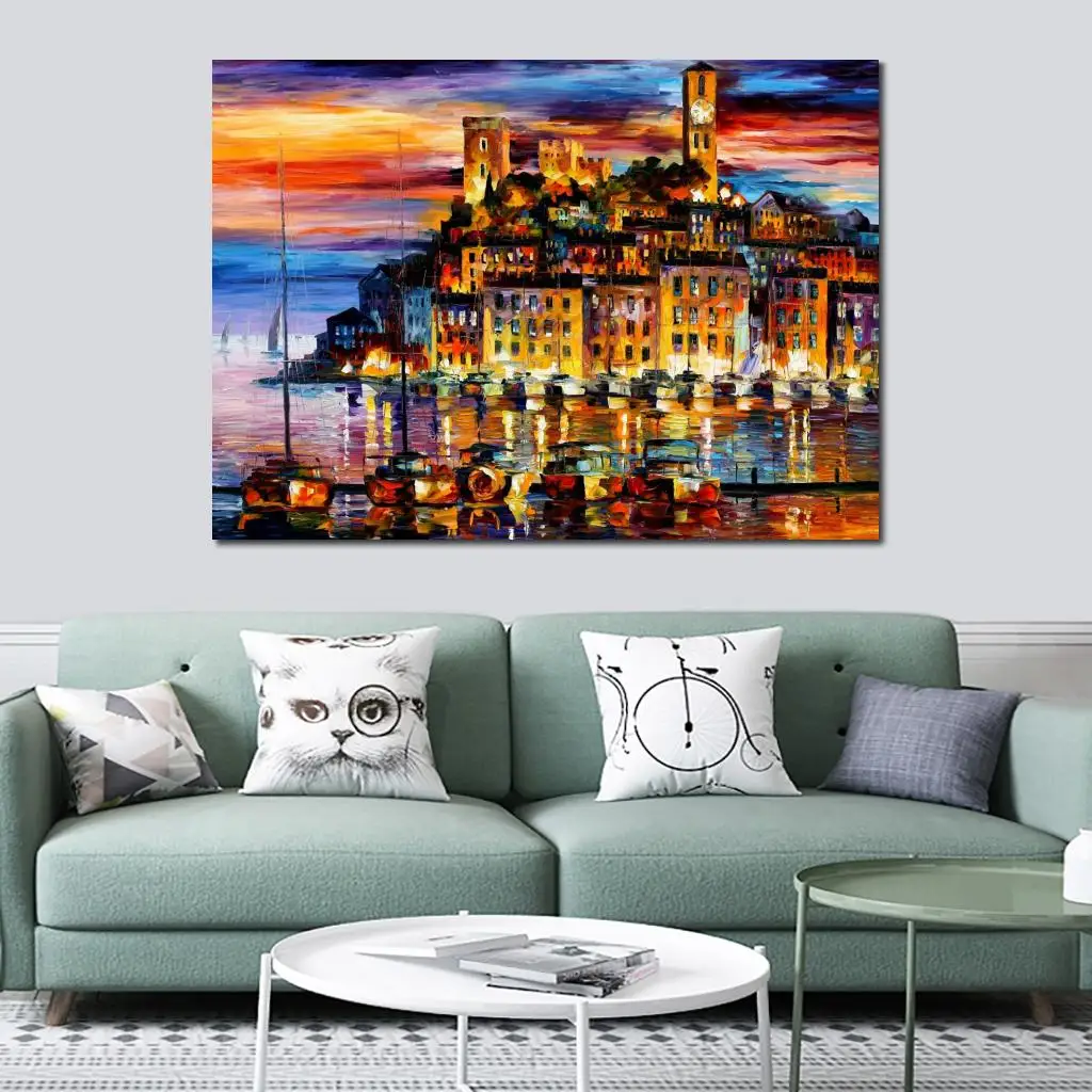 Текстурированный холст ручной работы картина морской пейзаж канны Франция