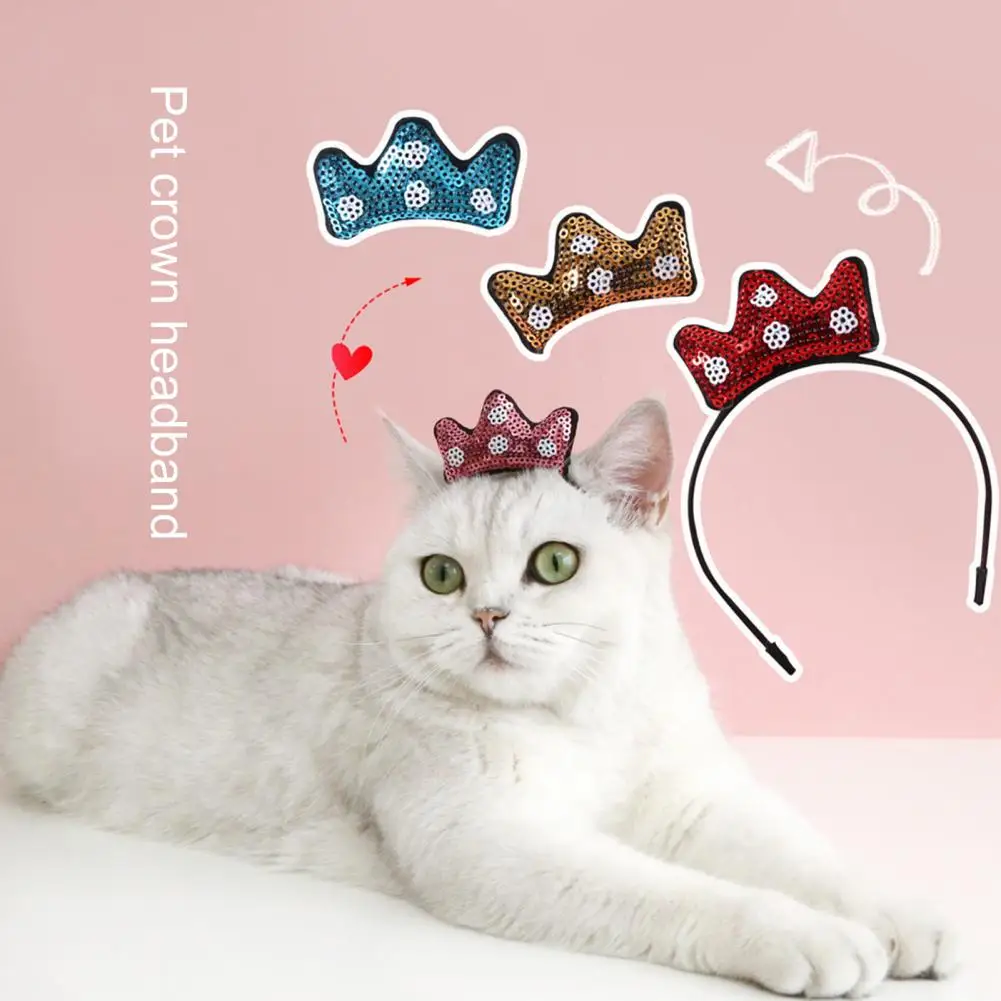

Cat Hair Hoop Shiny Visual Effect Ultra-Light Dress Up Cotton Polyester Cat Crown Headdress Hair Hoop Decor Pet Supplies