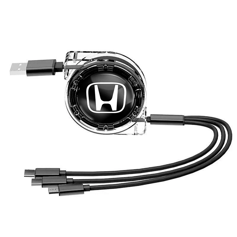 

3 в 1, зарядный кабель Micro USB Type C, мультизарядное устройство для Honda Civic Accord Fit Jazz CRV BRV HRV Insight Pilot Passport TYPE-R