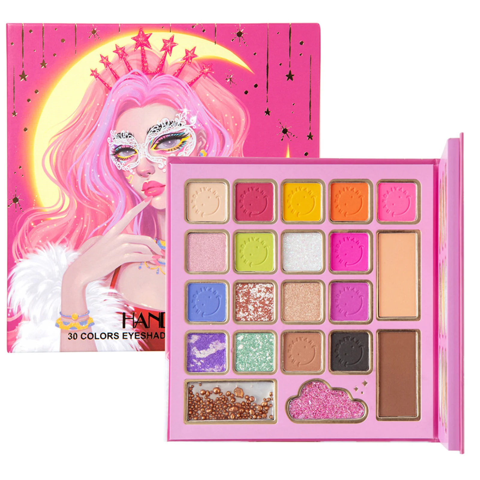 

30 Colors Eyeshadow Palette Shiny Matte Glitter Long-lasting Eye Shadow Palette Blush Bronzer Highlighter Palette Makeup Set