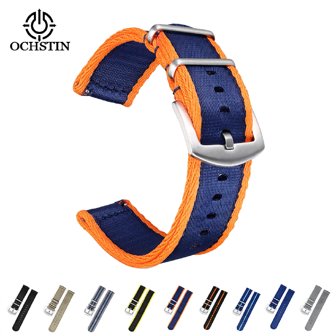 OCHSTIN DIY Nylon Strap 22MM 20MM Stainless Steel Clasp Waterproof Breathable High Quality Multicolor Watchbands Braided Nylon