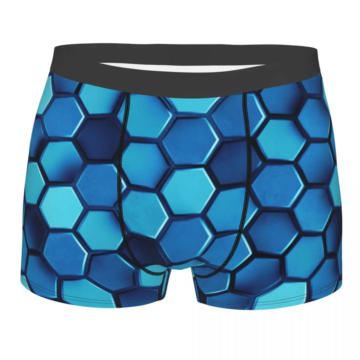 

Hot Boxer Abstract 3d Honeycomb Rendering Shorts Panties Men Underwear Blue Hexagon Pattern Breathable Underpants for Homme