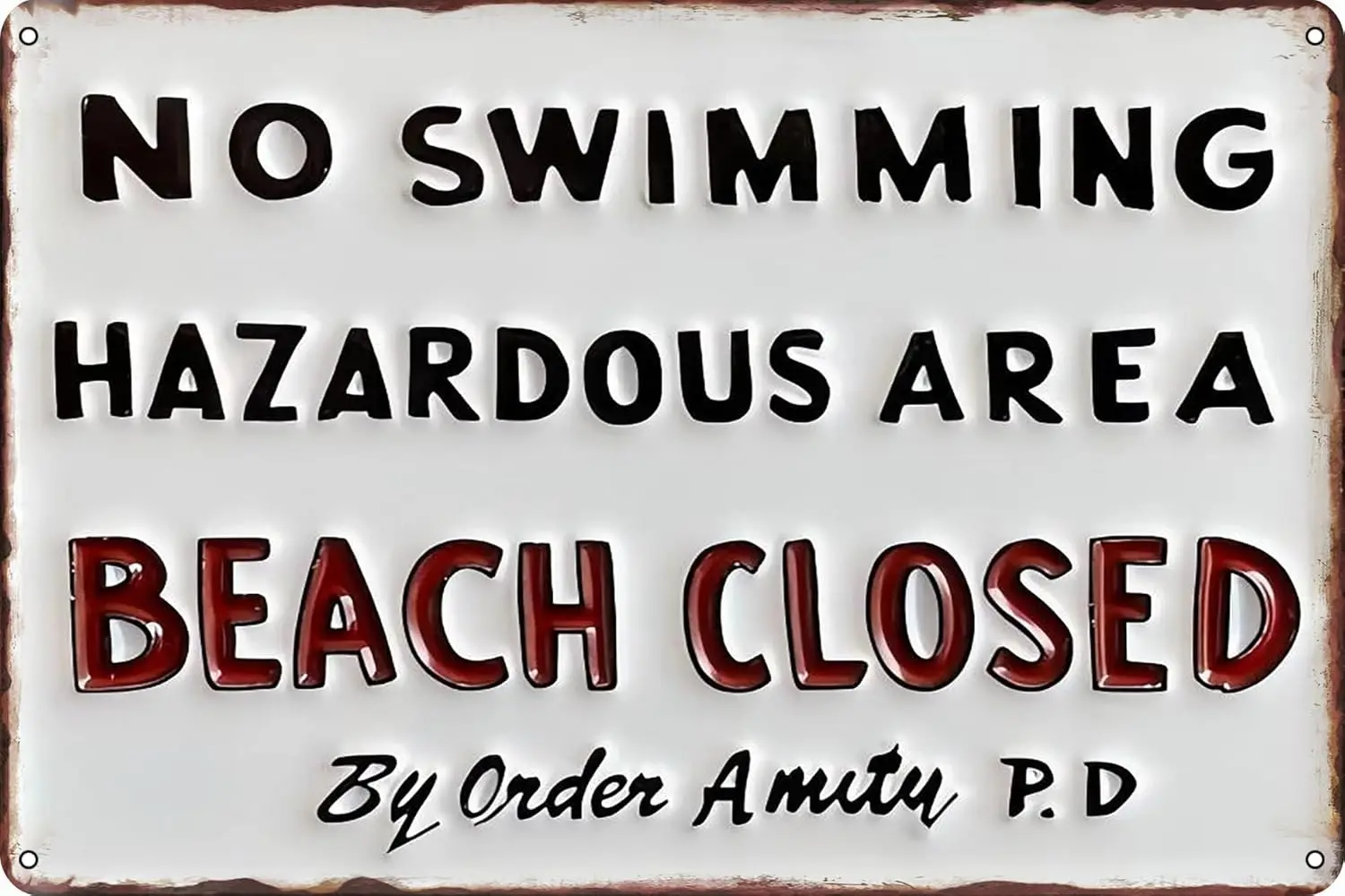 Bech Closed No Swmmng Vntge Grge Decor Funny Metl Tn Sgns Home Br Mn Cve Wll Gfts 12 X 8 nches