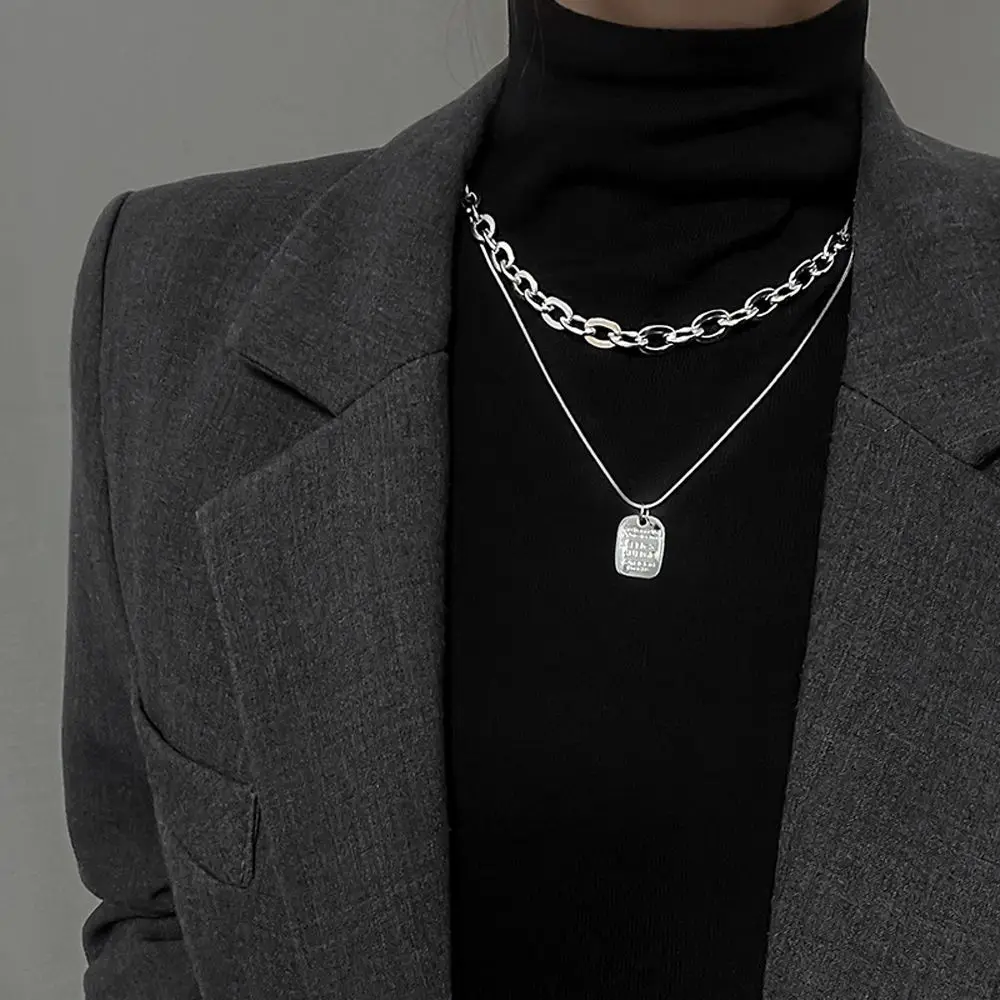 

Korean Metal Rope Female Fashion Jewelry Gift Women Necklace Sweater Chain Necklace Pendant Necklace Double Layer Chain