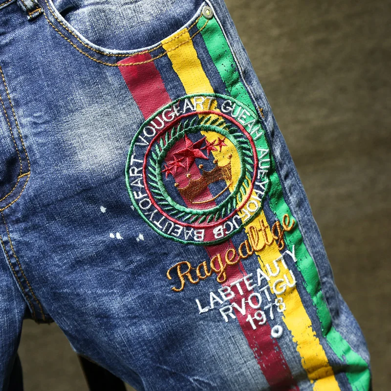 Men's Jeans Retro Slim Fit Denim Pants Bicycle Stretch High Quality Men's Straight Tube Casual Designer Brand Street Apparel