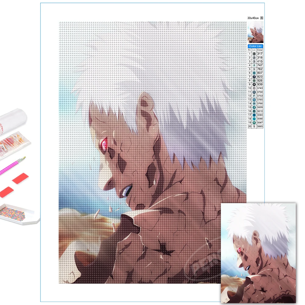 

Uchiha Obito Picture Home Decor 5D DIY Diamond Painting Naruto Full Round Drill Embroidery Japanese Anime Wall Art Cross Stitch