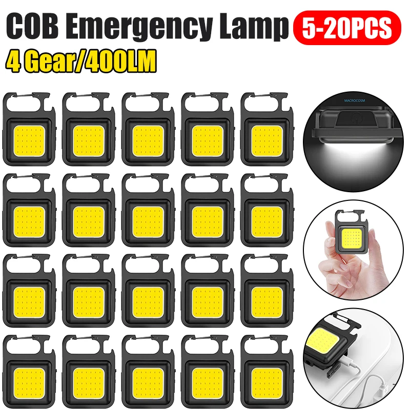 

COB Pocket Work Light Multifunctional LED Mini Working Light 4 Modes with Hook Bottle Opener for Outdoor Camping Hiking