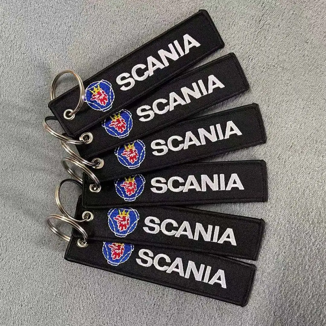 

New Hot Sale Car Styling SCANIA Badge Embroidery Keychain Lanyard For SAAB scania emblem 93 9-3 900 9000 Keyring Car Accessories