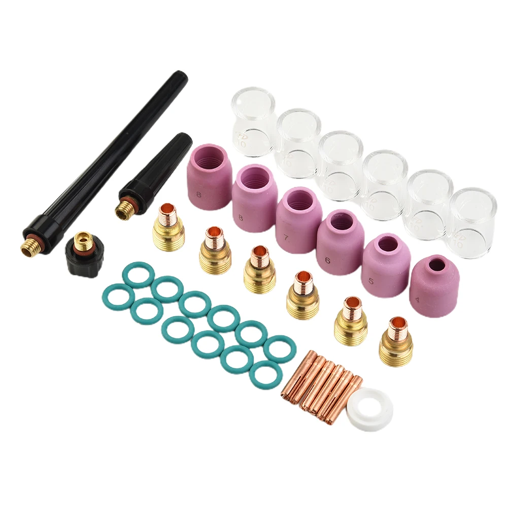 Надежная сварочная горелка TIG Цанговая газовая линза Набор стеклянных чашек 40 шт.