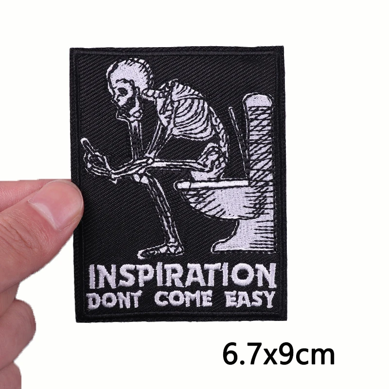 Заплатка с изображением скелета нашивки на одежду в стиле панк черепа полоску