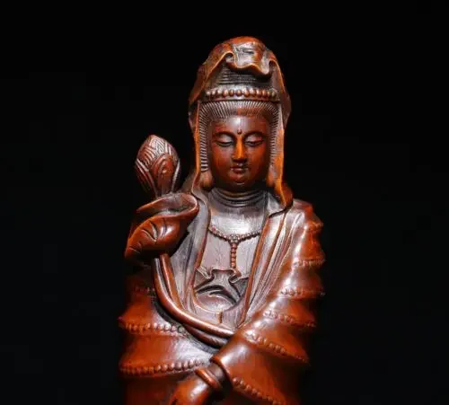 7 8-дюймовая сборная китайская коробка-дерево ручная резьба по дереву буддизм