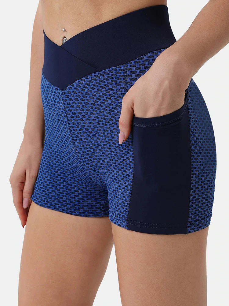 Шорты SVOKOR с перекрестной талией женские жаккардовые шорты для йоги боковым
