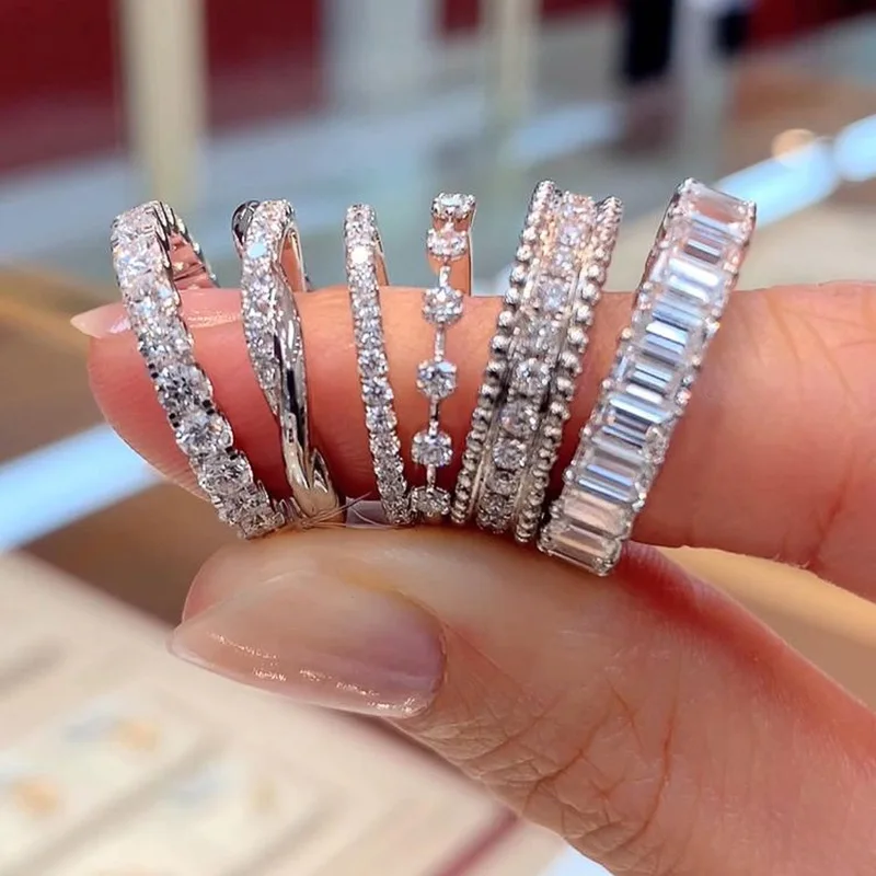 

New Fashion Contracted Design Women's Ring with Brilliant White Cubic Zirconia Wedding Party Daily Wearable Statement Jewelry