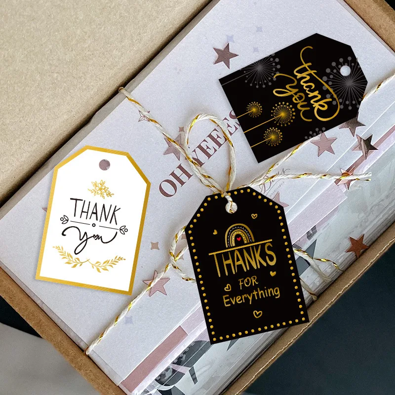 48 шт./лот Бронзирующая Подарочная бирка СПАСИБО сердце звезда цветок черная