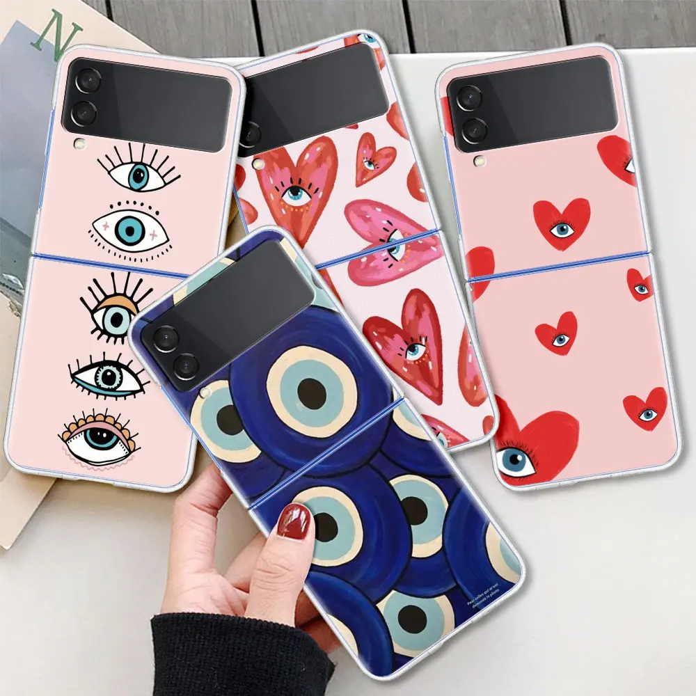 

Lucky Eye Blue For Samsung Galaxy Z Flip 3 Case Folding anti-fall for Samsung ZFlip3 Z Flip3 5G Transparent Protective Cover
