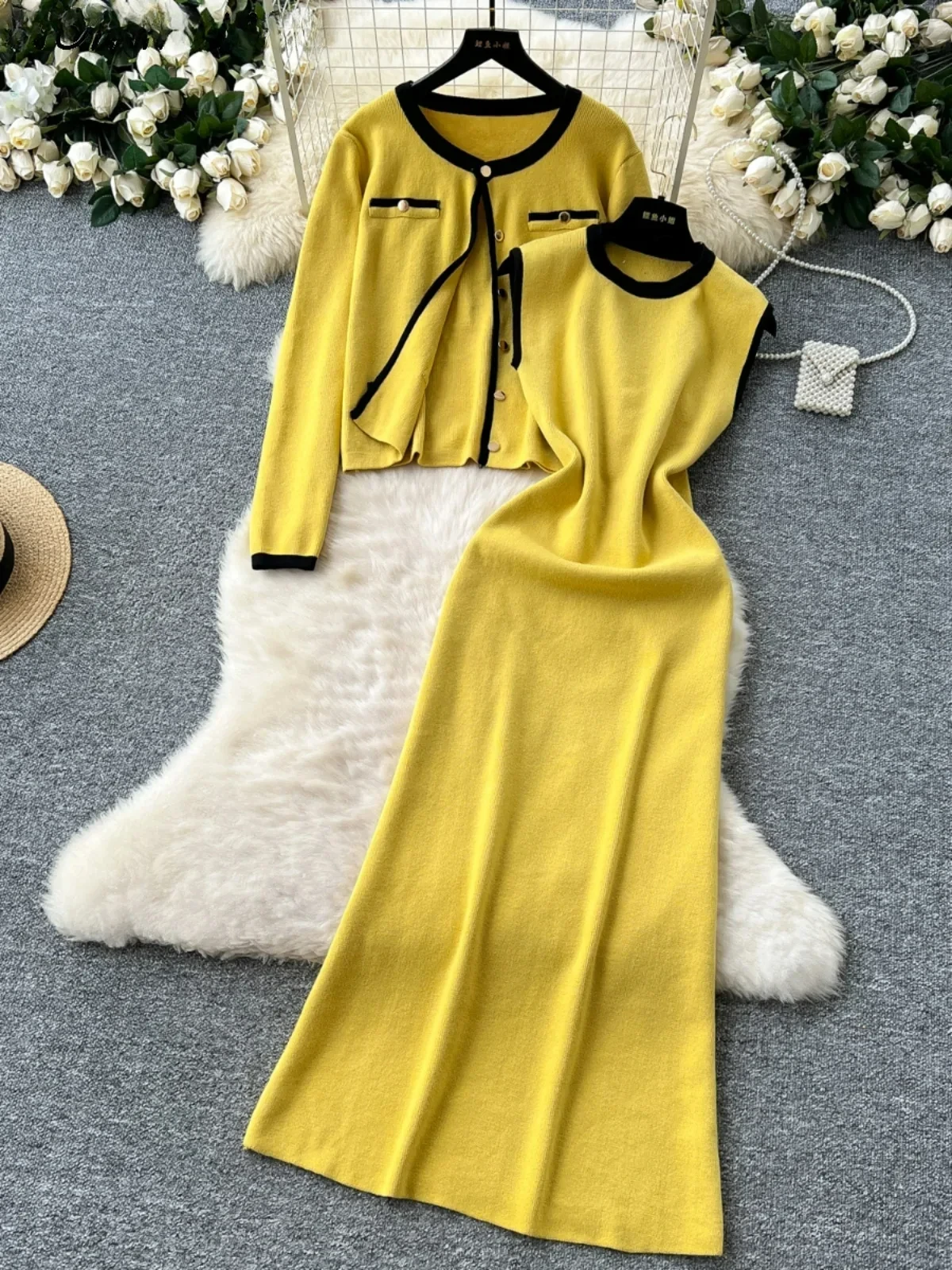 KUSAHIKI Женский осенне-зимний универсальный вязаный кардиган с круглым вырезом из