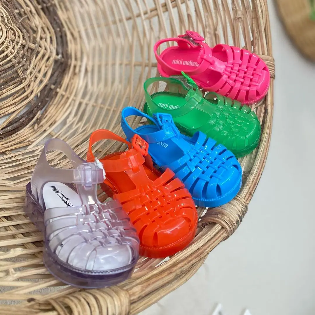 

Mini Melissa Children's Shoes Fashion Baby Kids Candy Color Woven Hollow Sandals Boys Girls Soft Sole Non-slip Jelly Beach Shoes