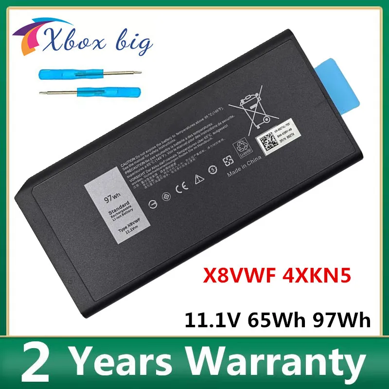 Аккумулятор X8VWF 5XT3V 4XKN5 для ноутбука DELL CJ2K1 09FN4 DKNKD Latitude 14 7404 E5404 E7404 11,1 V 65Wh 97Wh