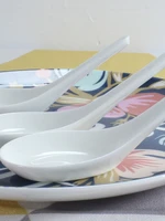 10pcs set plain white bone china chinese rice scoop spoon ceramic porcelain dinner baby kis soup korean ice cream ladle