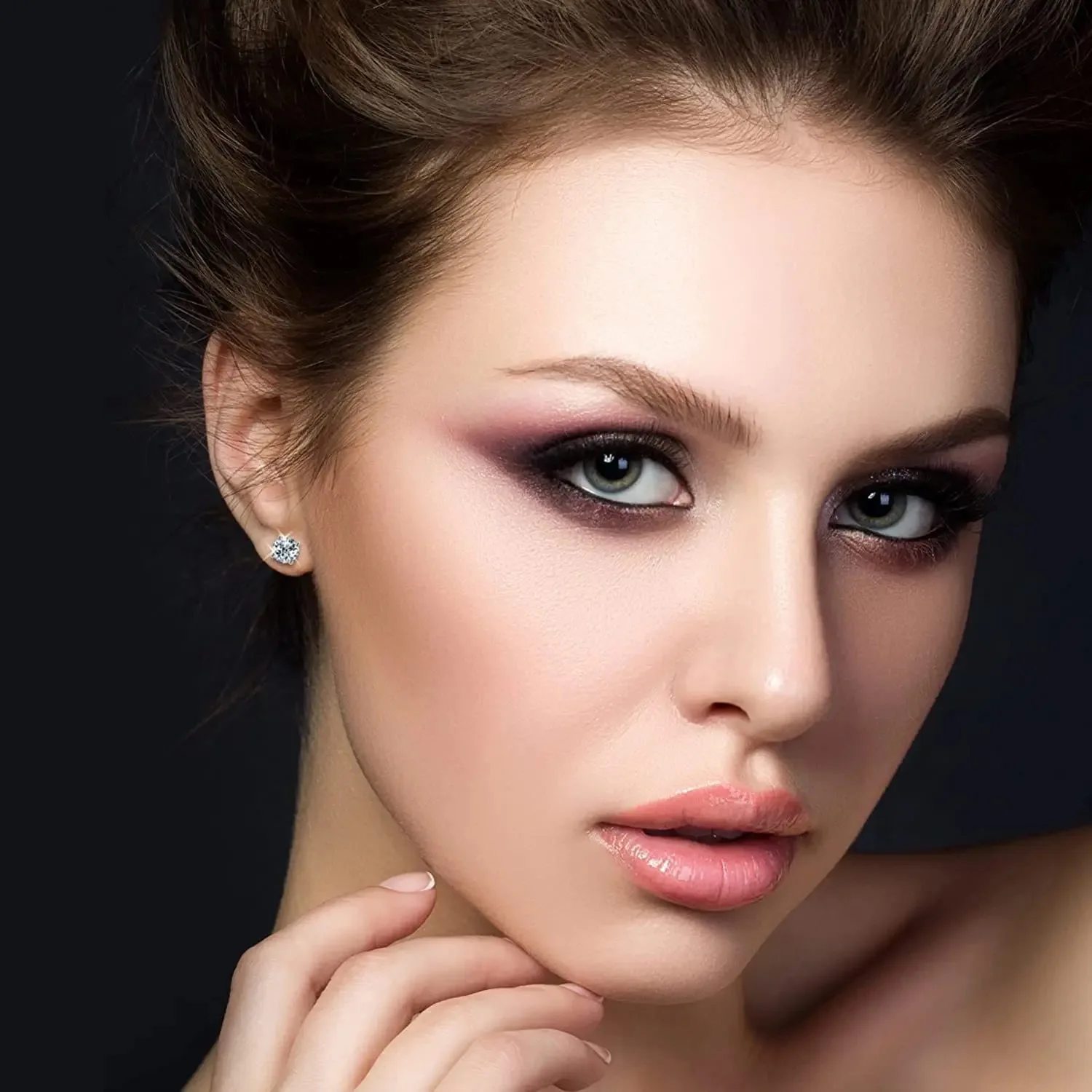 Серьги из нержавеющей стали с шестью когтями застежка-бабочка классические