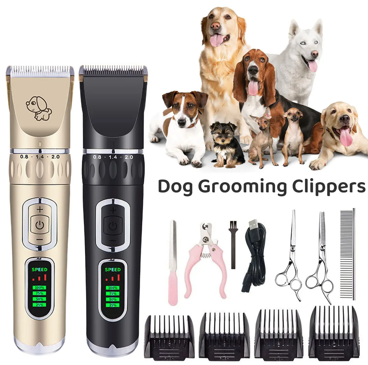 

12Pcs Electric Pet Clipper Dog Hair Clipper Cordless Pet Hair Trimmer Pet Cat Grooming Clipper Shaver Low-noise Cutters Haircut
