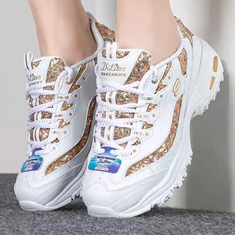 Skechers Женские кроссовки на платформе в стиле ретро Panda Shoes Модная повседневная