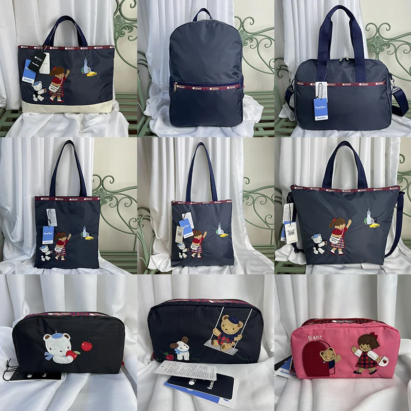 

Cartoon Lesportsac Women's Cloth Bag Familiar Casual Cartoon Stickers Hand Embroidered Versatile Tote Bag Handbag Holiday Gift