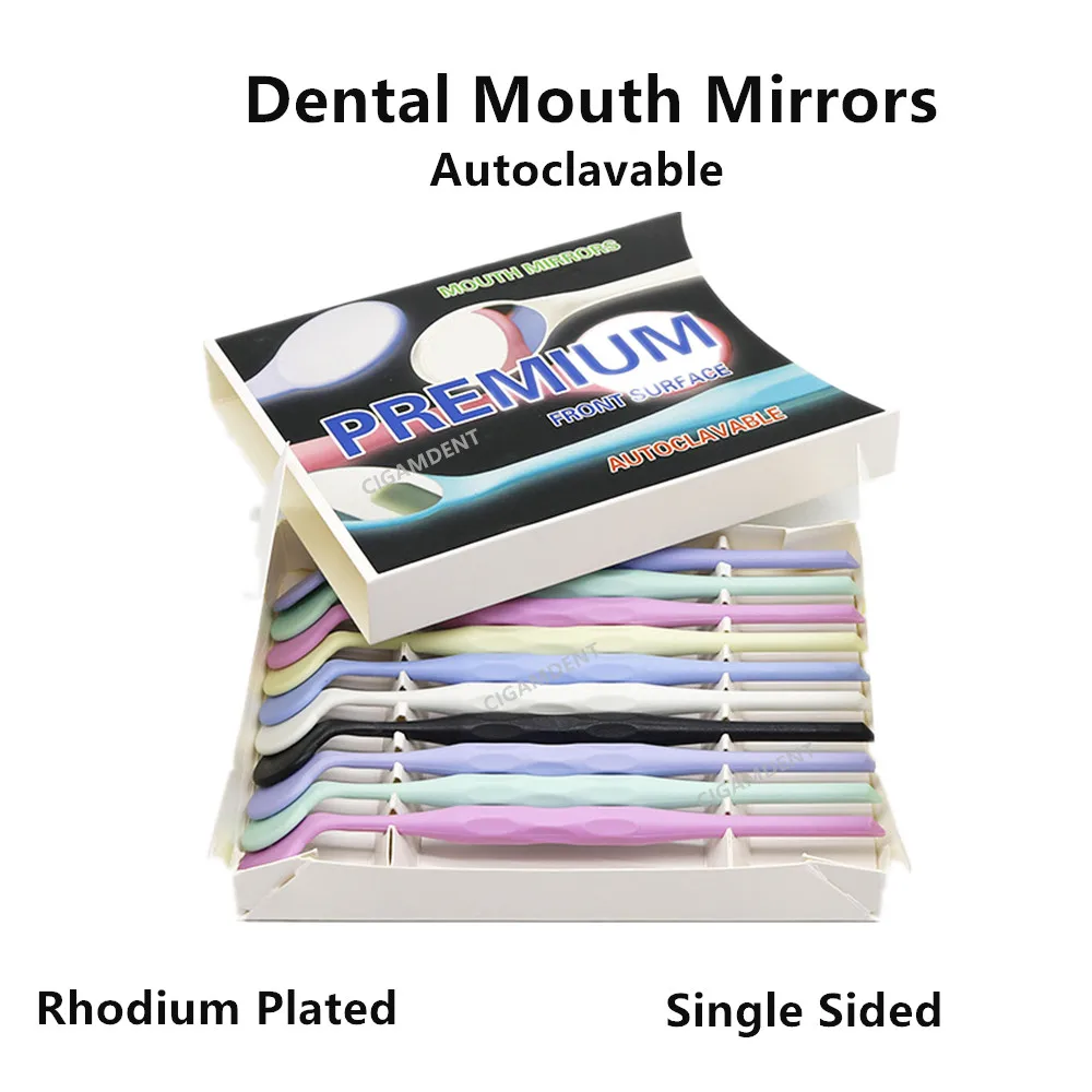 Espejos de boca para fotografía de ortodoncia, espejo de examen de superficie frontal de rodio, Reflector de vidrio, blanqueamiento Dental, 5 uds.
