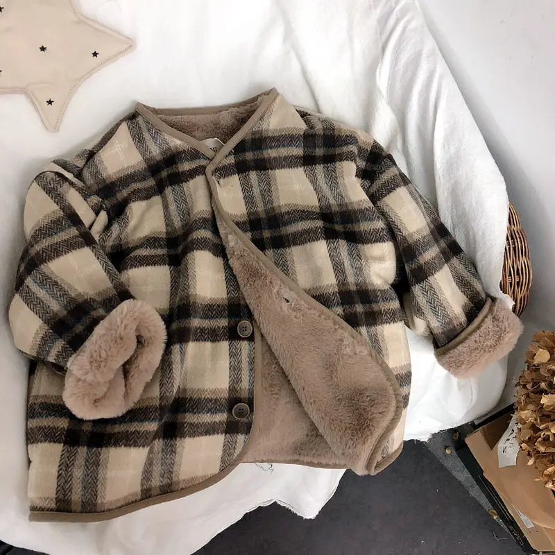 

Girl Jacket Thick Warm Kids Clothes Winter Children Jackets for Baby Girls Outerwear Toddlers 80~130 Fleece Woolen Coat E603