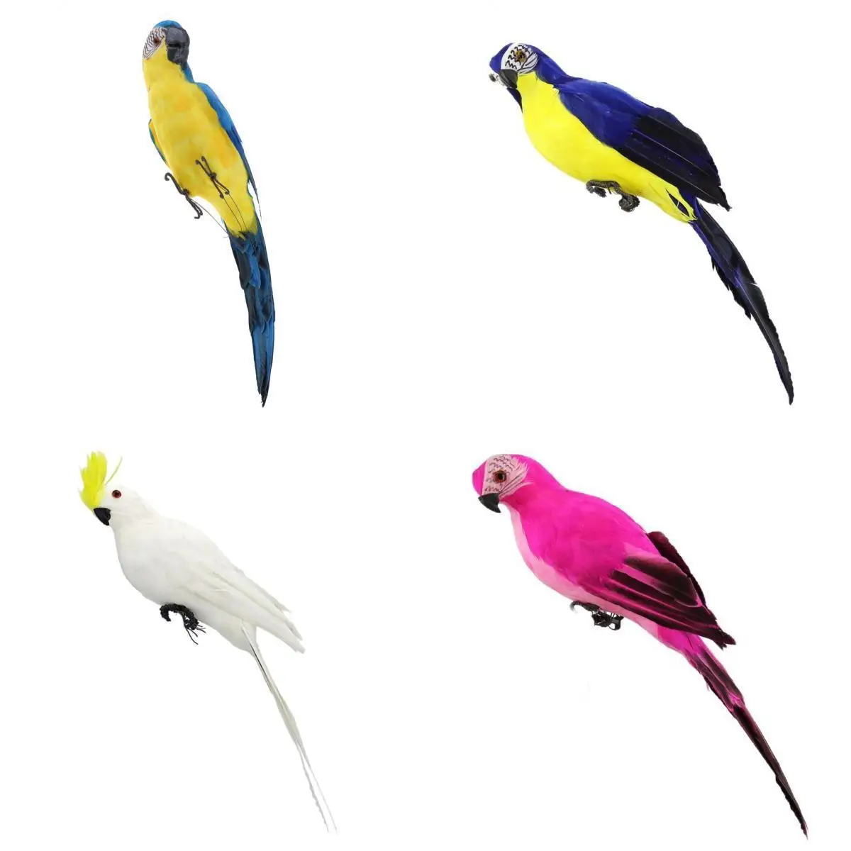 

Pack of 4 Artificial Parrot Figurines for Wall Tree Porch Photography Props