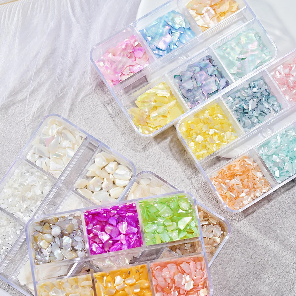 Хлопья Макарон с морскими ракушками 6 ячеек блестящие Асимметричные фрагменты